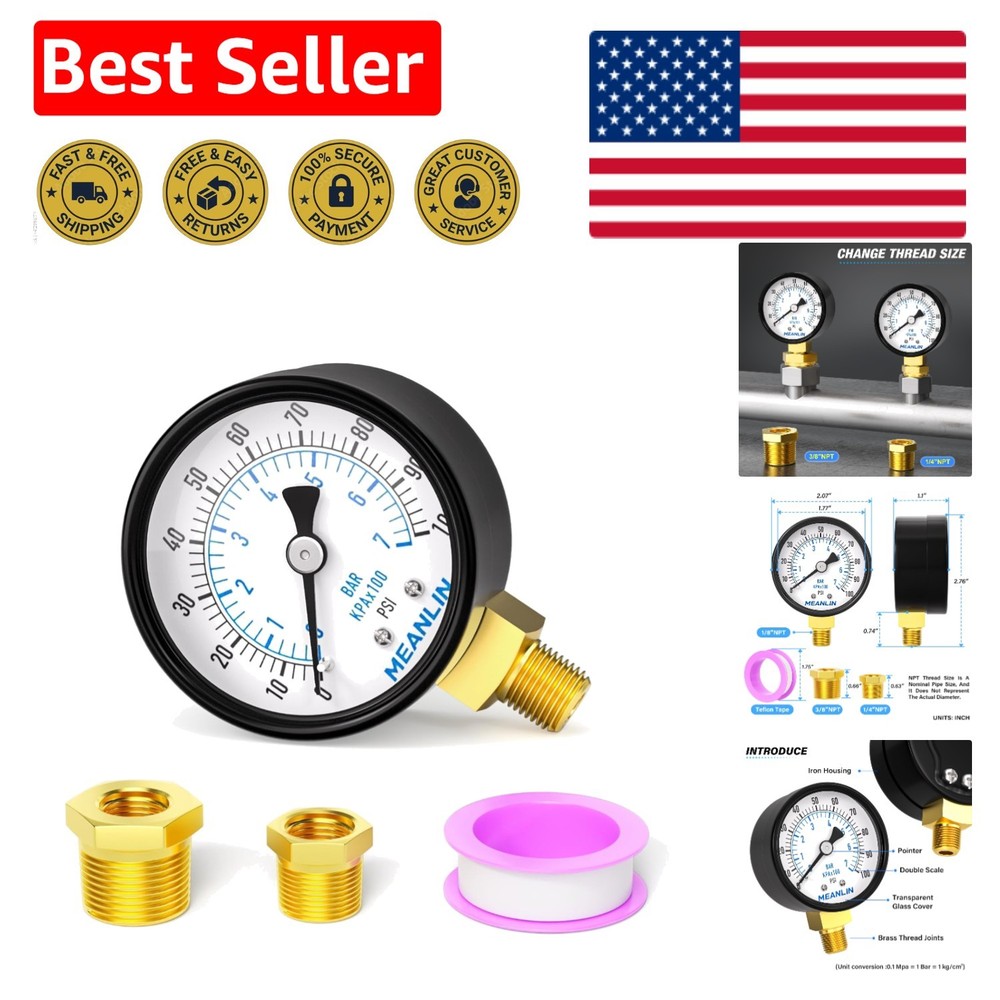 Accurate 0-100 PSI Well Pump Pressure Gauge with Durable Stainless Steel Design-image