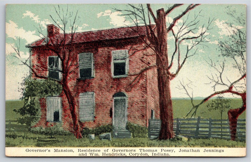 Corydon Indiana~Old Governors Mansion Residence Exterior View~Vintage Postcard