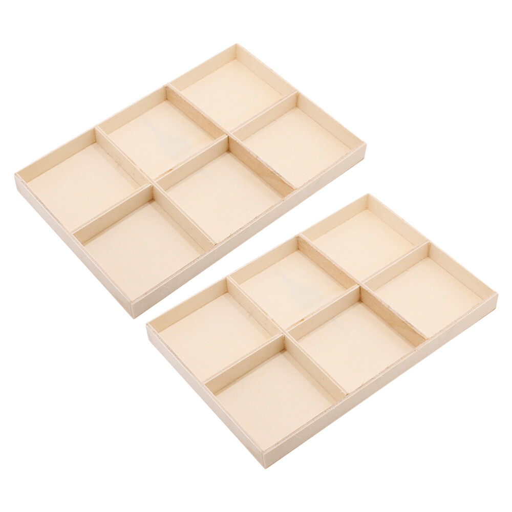 2-Piece Wooden Drawer Jewelry Organizer Compartment Tray Set