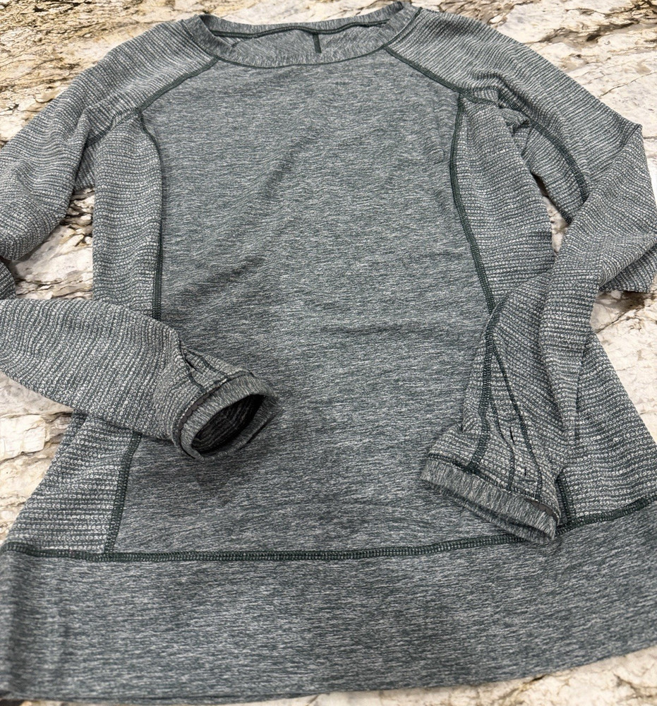 lululemon athletica Green Heathered Crew Neck Stretch Knit Pullover Top 8