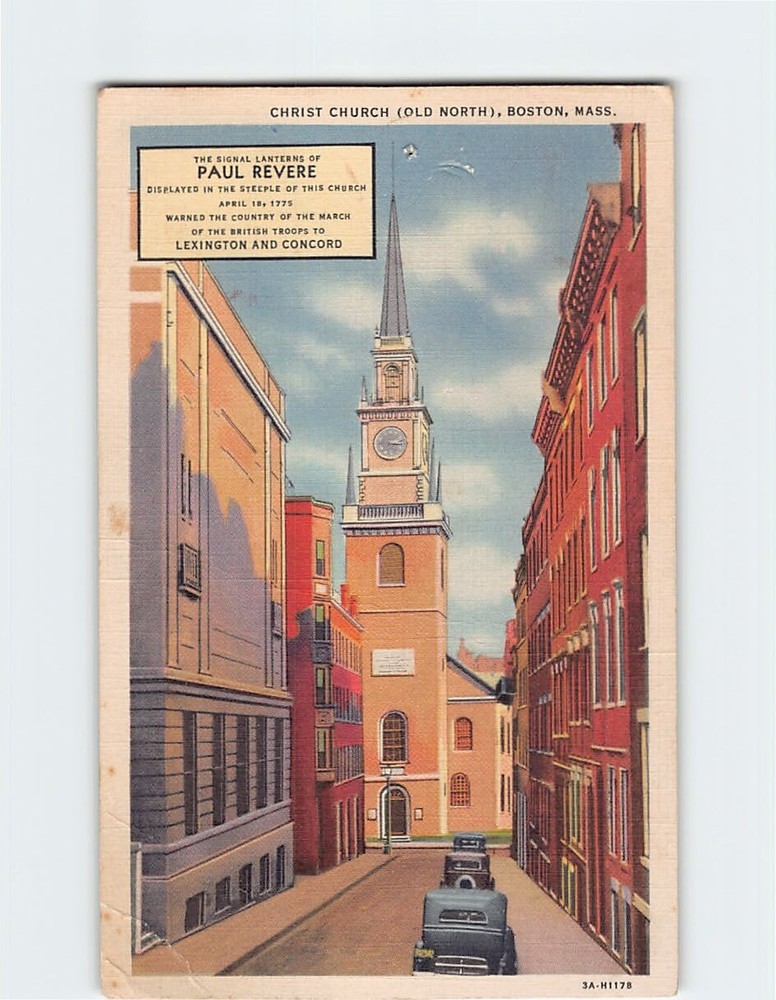 Postcard Christ Church Old North Boston Massachusetts USA
