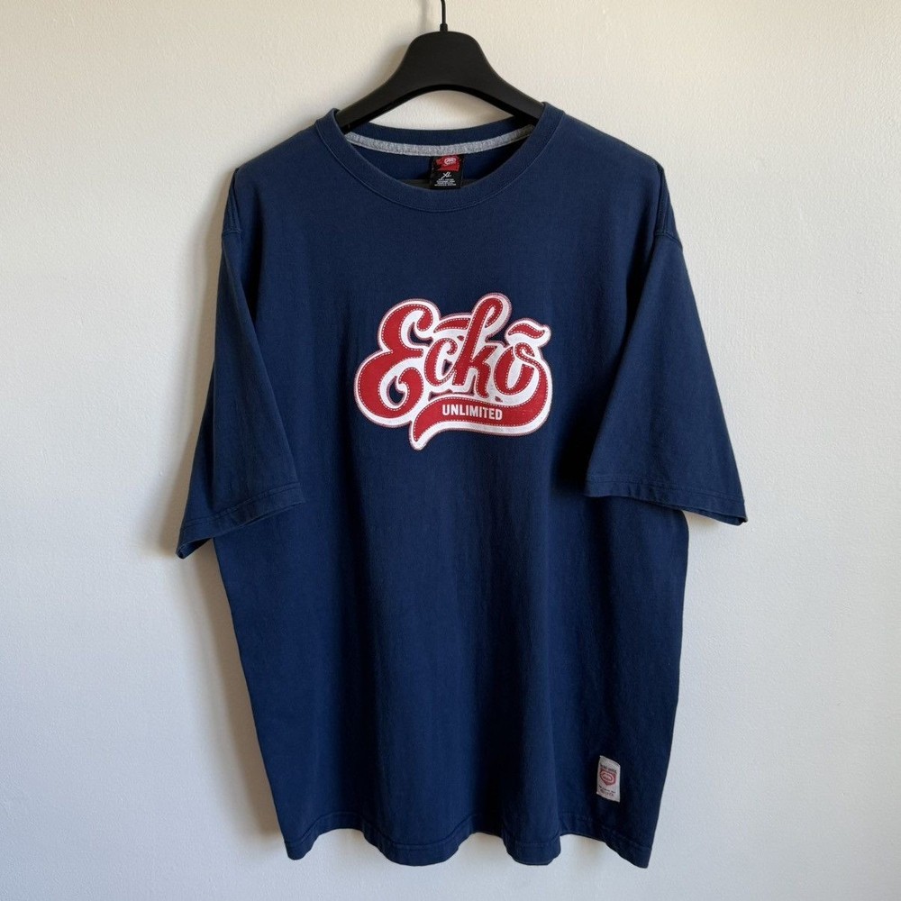 Vintage Ecko Unlimited Logo Men's T-Shirt Navy Blue Size XL Made in USA