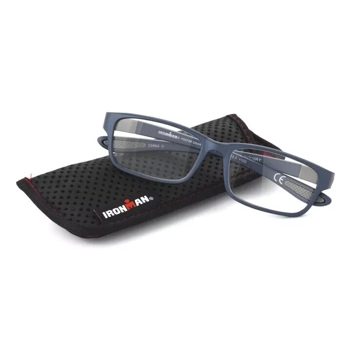 Foster Grant Ironman IM2008 Navy/Grey Reading Glasses w/Case- Choose Strength