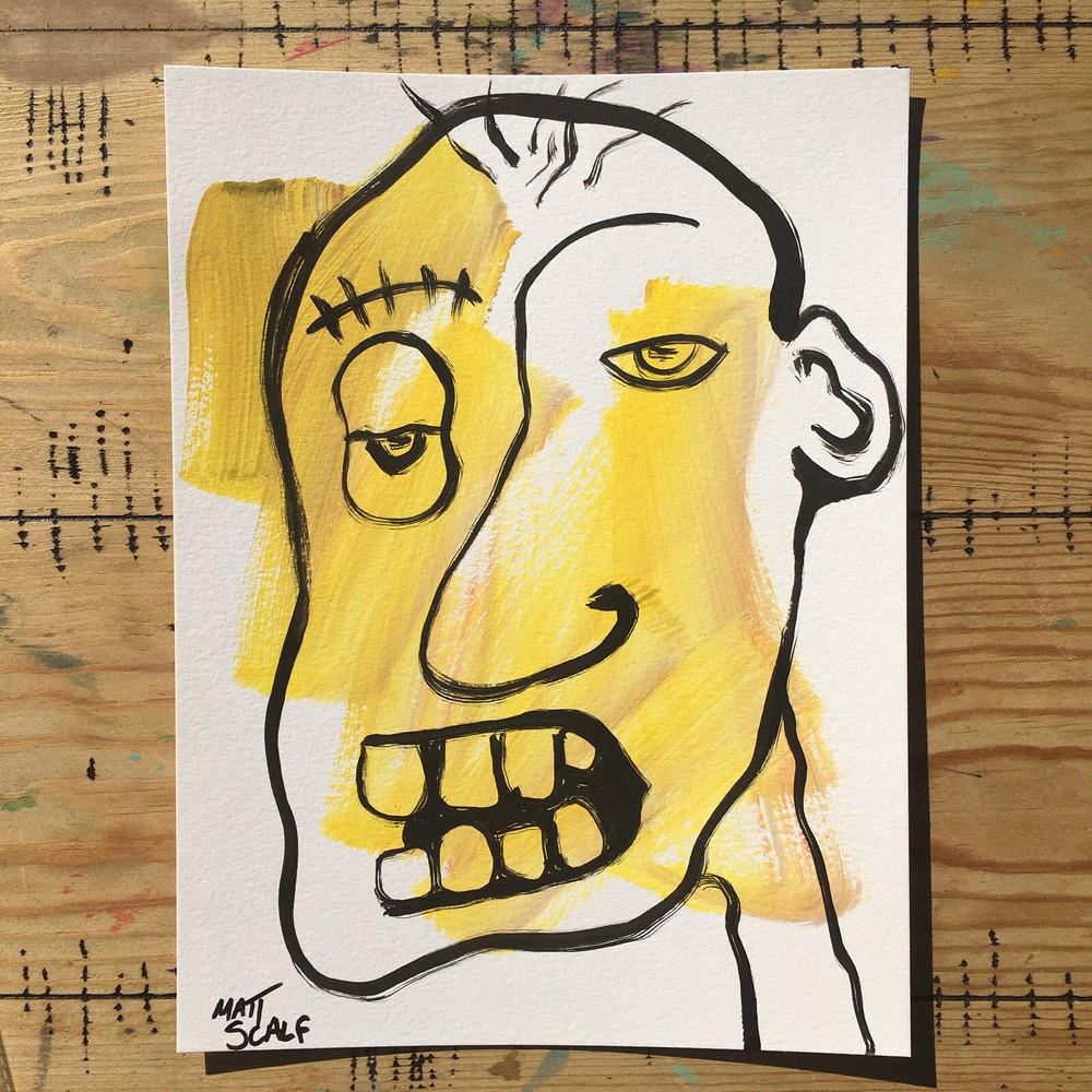 Matt Scalf Face Graffiti Abstract Collectible Street Art ORIGINAL PAINTING 9x12-image