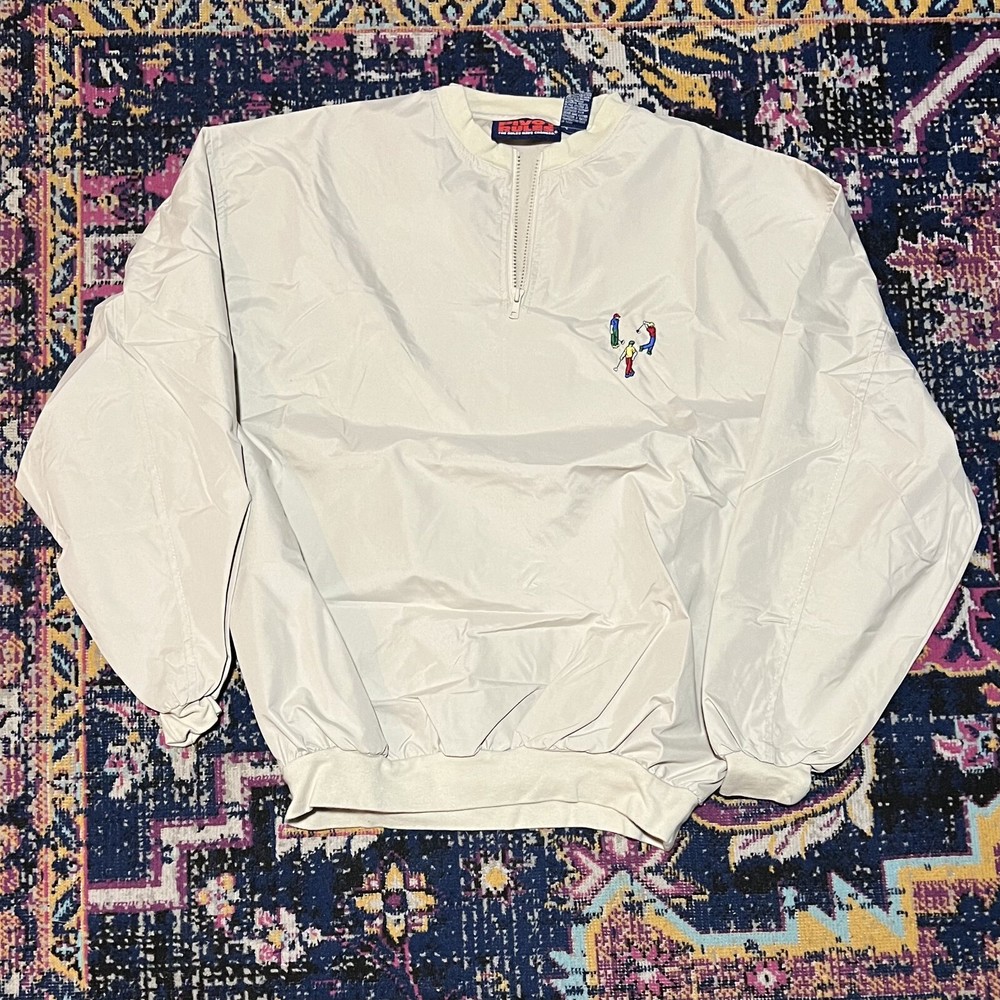 Vintage Pivot Rules Windbreaker Jacket Medium 90s Bomber Golf Beige Zip