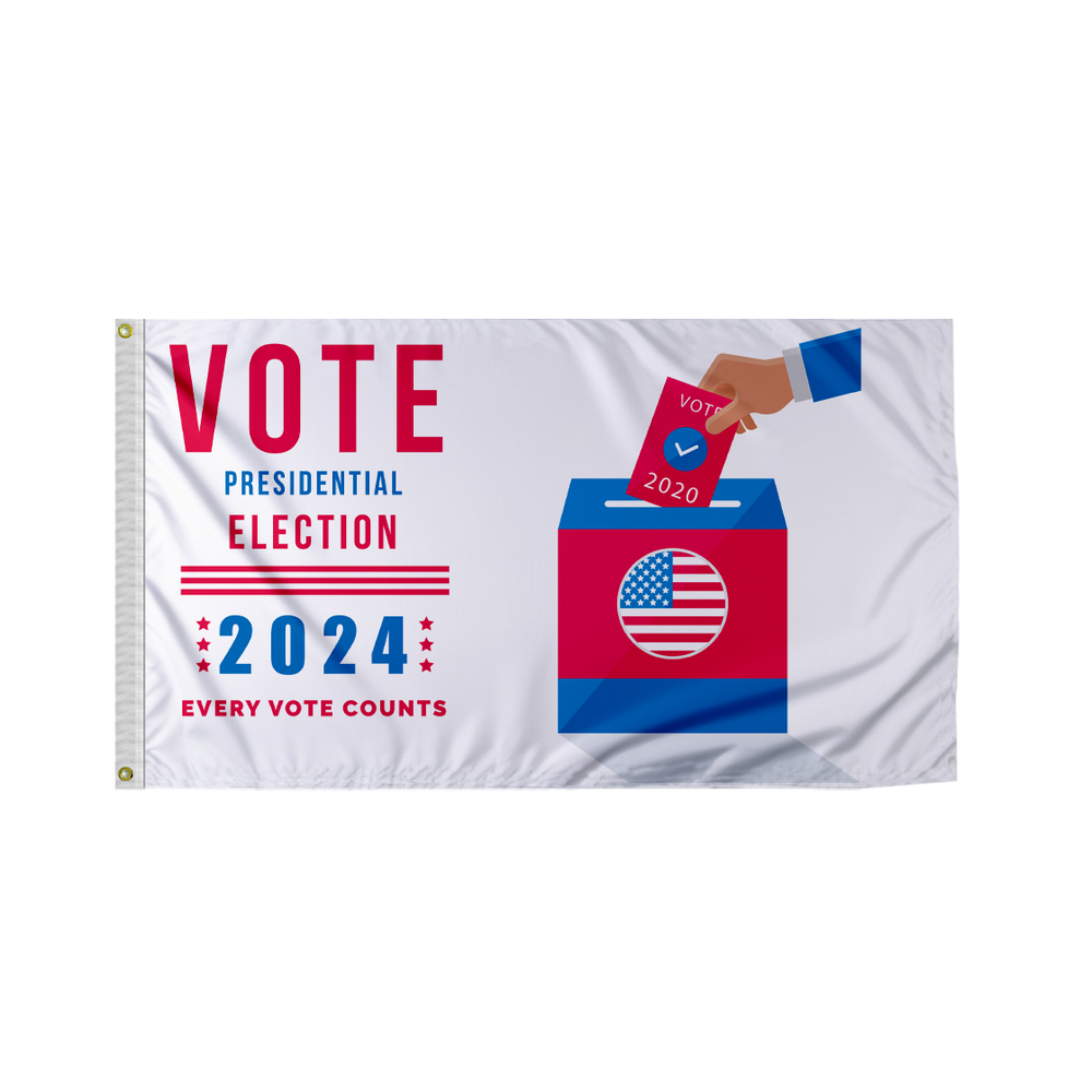 Promo Patriot Kamala Harris Presidential Election Flag(White, Every Vote Counts)