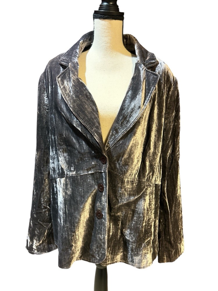 Lane Bryant Blazer Jacket Gray Velour Party Career Office Plus Size 24 Soft