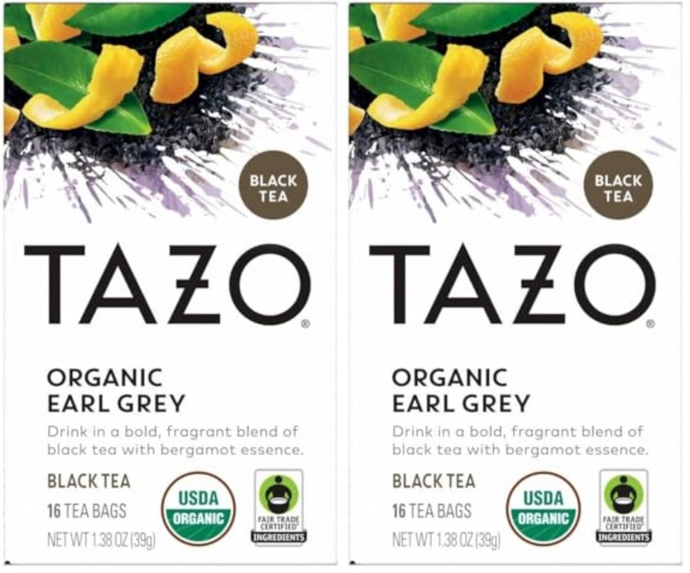 TAZO Organic Earl Grey Tea Bags, Black tea with 16 Bags (Pack of 2)