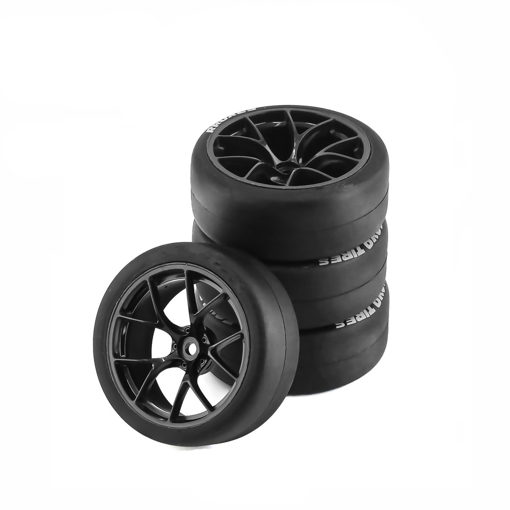 4Pcs Tires & Wheels Rims Set for Tamiya TT01 TT02 XV01 HPI 1/10 RC Car