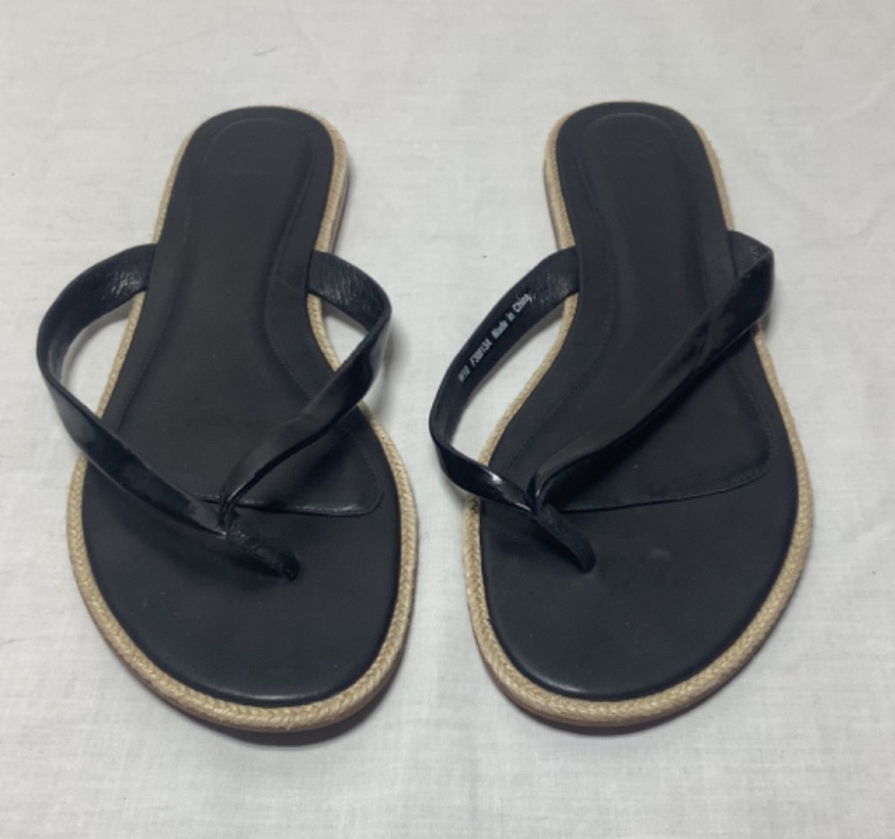 UGG Black Leather Flip Flop Thong Sandals W10 F30013A