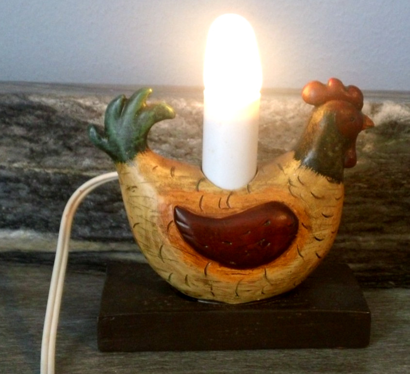 Chicken Electric Table Top Night Light Lamp Country Decor