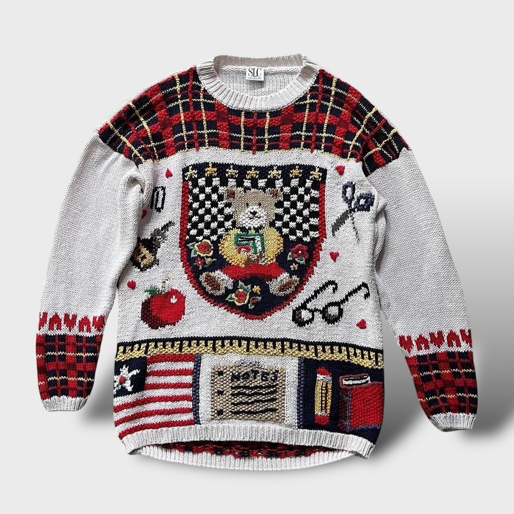 Retro Knitted Jumper Size M-L Sur La Cote Rare Designer Los Angeles Ramie Cotton