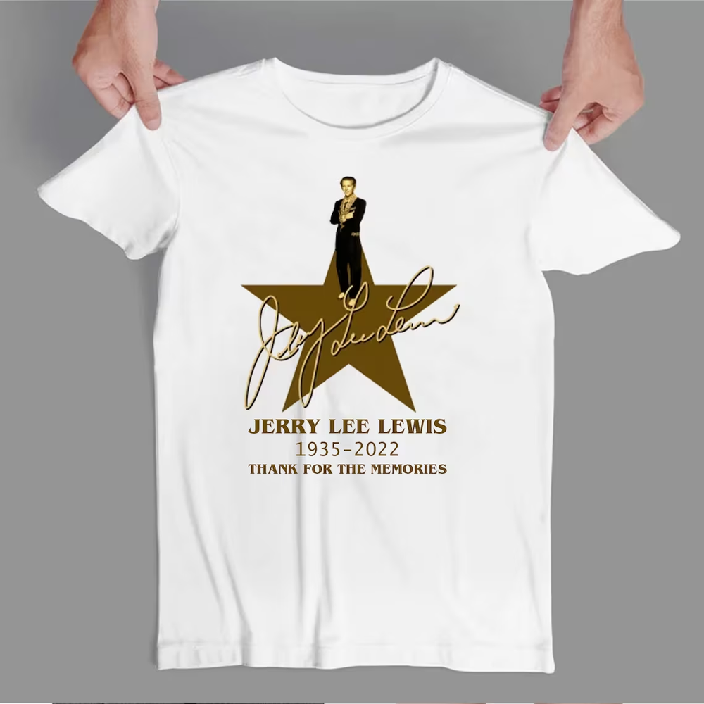Vintage Jerry Lee Lewis Thank You For Musics Shirt 1935-2022 White Unisex S-5XL