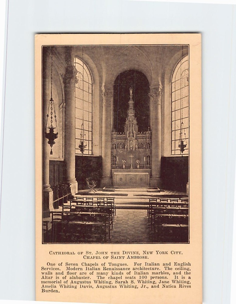 Postcard Cathedral of St. John the Divine Chapel of Saint Ambrose New York City