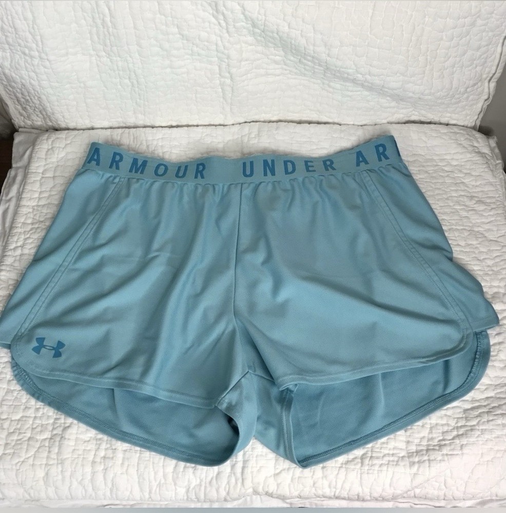 Under Armour HeatGear Loose Fit Women's Light Blue Performance Shorts Sz XL