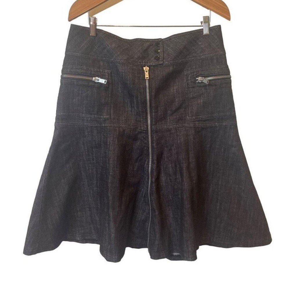 MixIt VTG Y2K denim knee midi skirt front zip goth punk dark wash flare Size 14