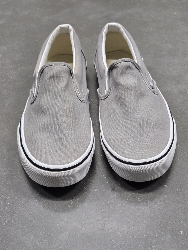 VANS Off The Wall Men’s Slip-On Casual Shoes Gray/White Canvas Size 8