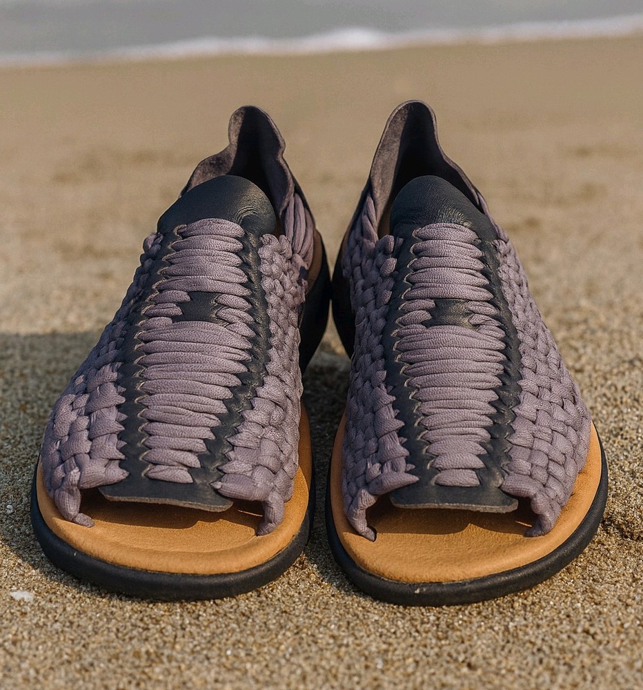 Handmade Huarache Sandals Unisex Leather & Fabric with Acrylic Sole 12 US