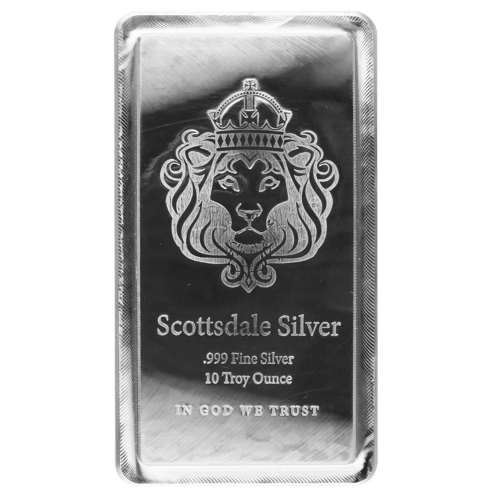 10 Troy oz Scottsdale Stacker .999 Fine Silver BarFree ship! Confidence Guaranteed - Pinehurst Coins
