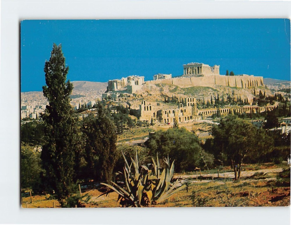 Postcard Panoramic View Acropolis Athens Greece
