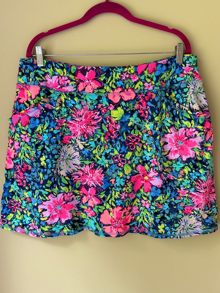 Lilly Pulitzer Maryana Skort Style 004053 Navy Pink Blue Floral Sz:XL Athleisure