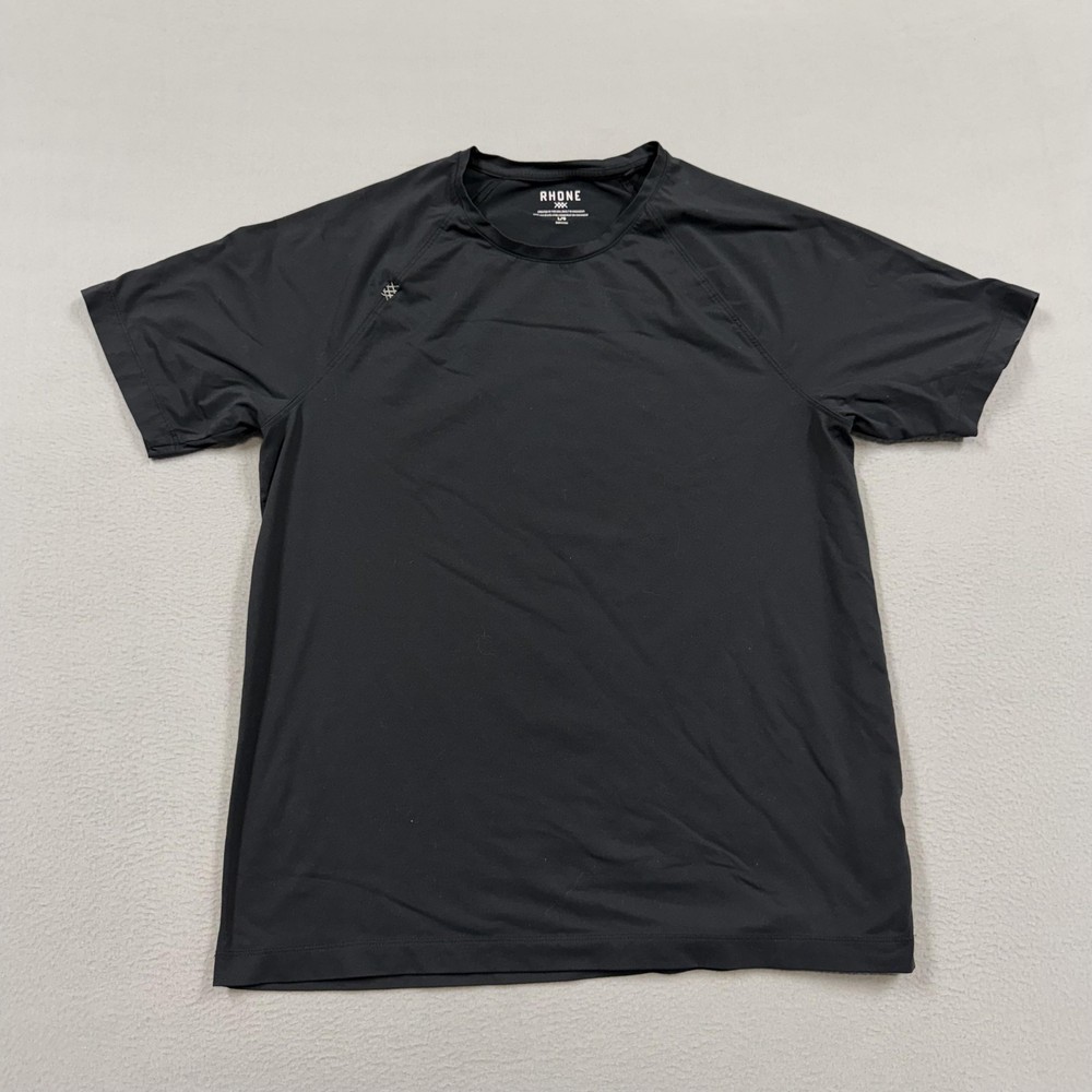 Rhone Shirt Mens Large Black Performance Athletic Training Tee Tagless Crew Neck