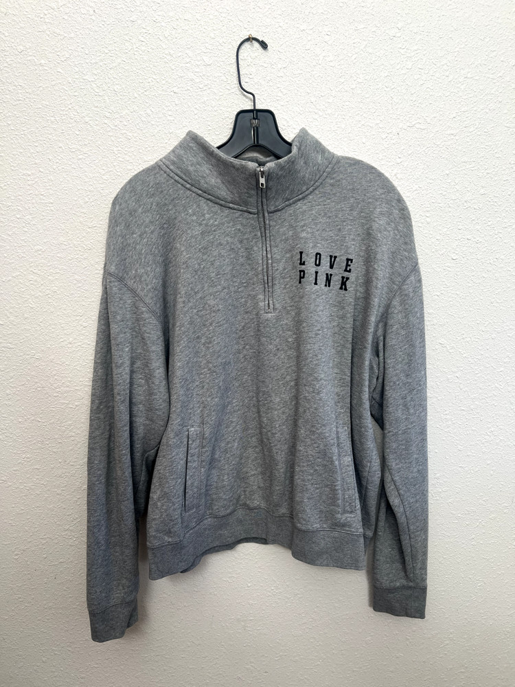 Victoria’s Secret Pink Half Zip Pullover, Womens L Grey