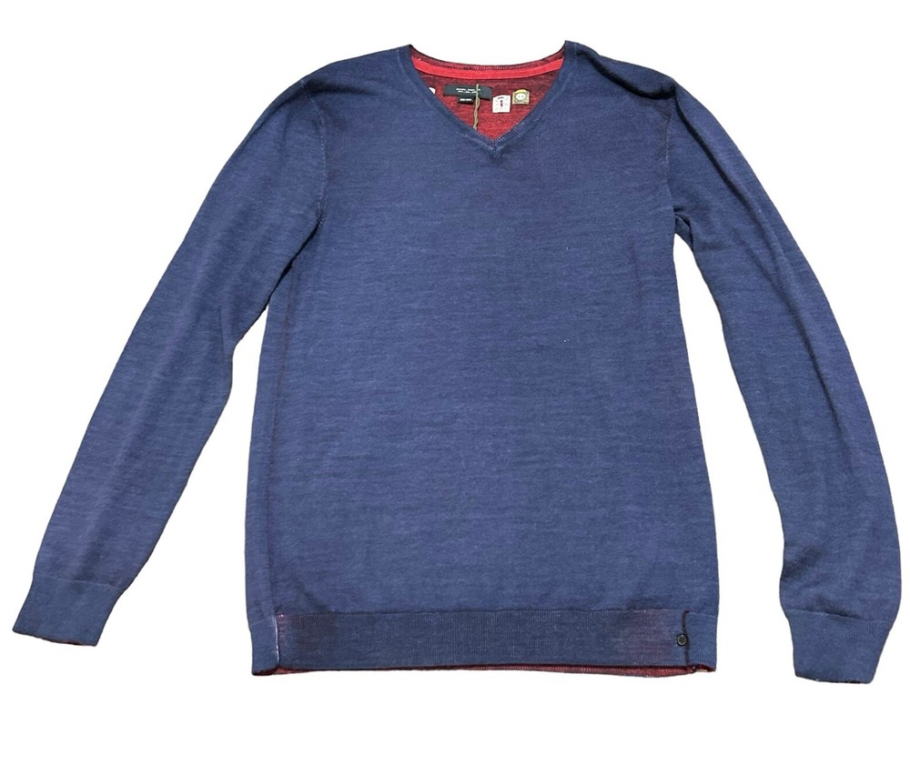 NWT Jack & Jones Orlando Bloom Wool Sweater Men Size L Slim Fit Blue Long Sleeve