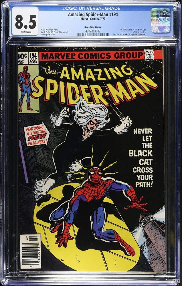 Amazing Spider-Man #194 CGC 8.5 Newsstand Beautiful Book! 1st App Black Cat 1979