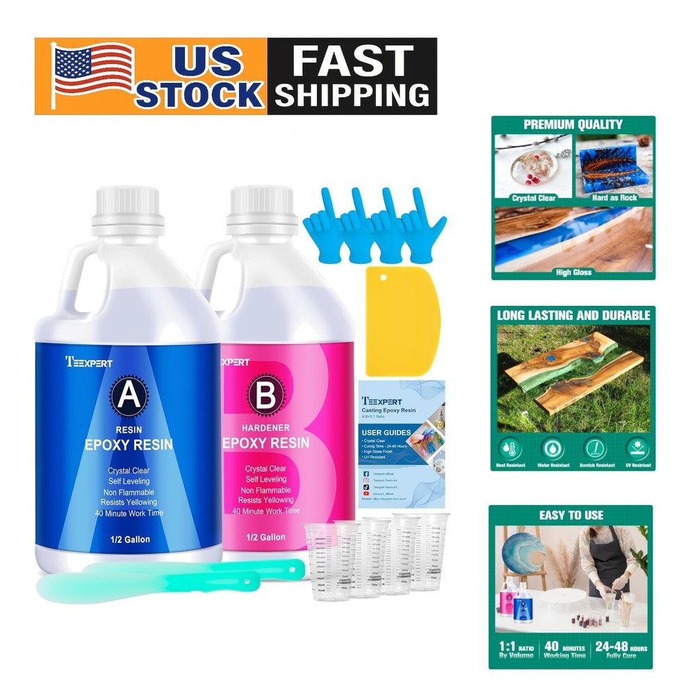 High Gloss 1 Gallon Epoxy Resin Kit UV Resistant for DIY Art Projects