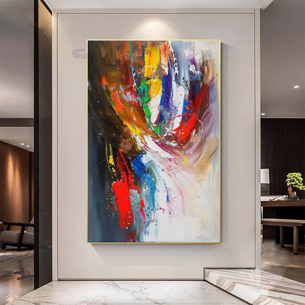 red Modern Abstract House Decor Hand-painted oil painting on canvas Wall Art