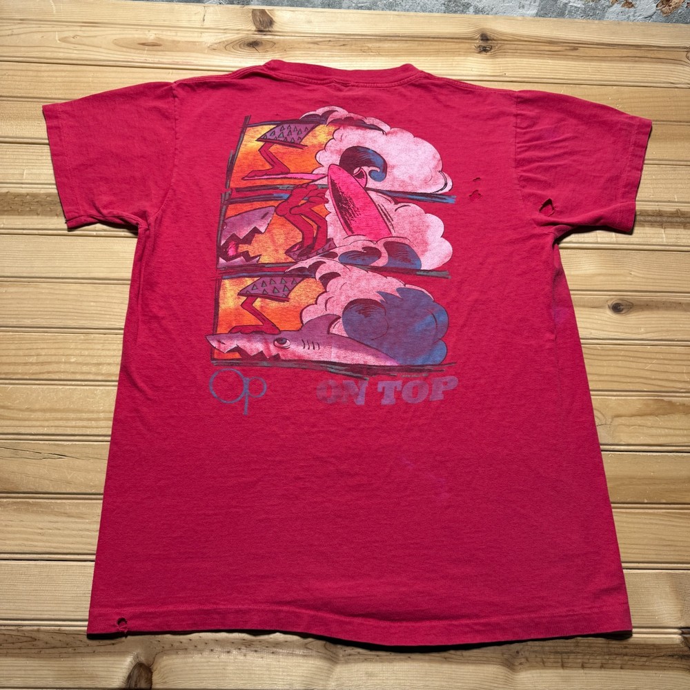 Vintage 90s Ocean Pacific On Top Surfer Tropical Beach Skater Shirt USA Size XL