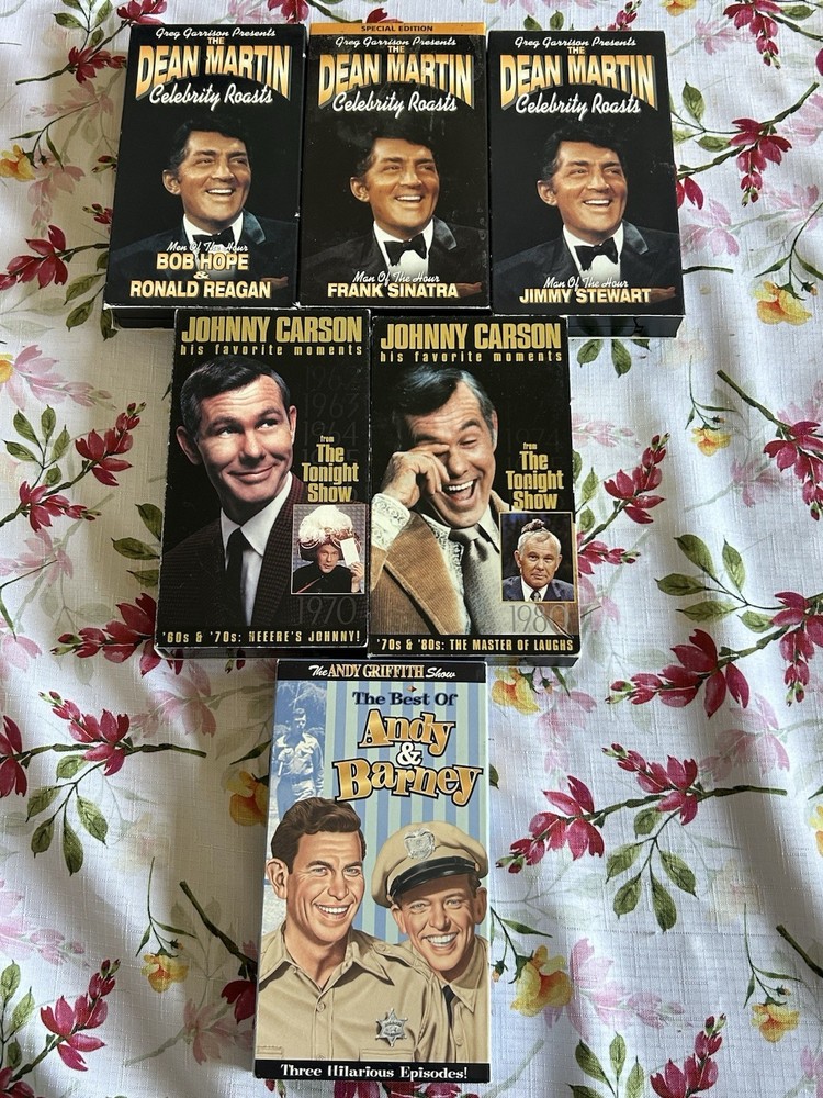 Lot Of 6: Talk-Show Hosts VHS Johnny Carson Dean Martin & Andy Griffith & Barney