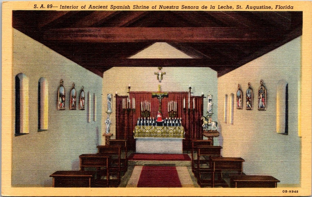 Dr Jim Stamps Postcard Interior Ancient Spanish Shrine Linen