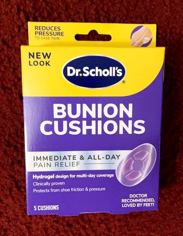 DR. SCHOLL'S BUNION CUSHIONS - 5 IN BOX~HYDROGEL DESIGN~PAIN RELIEF NOW, ALL DAY