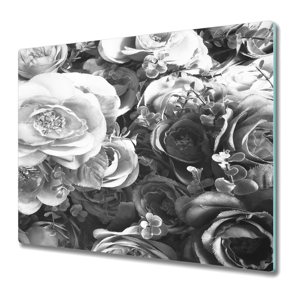 Glass Worktop Kitchen Chopping Cutting Board Retro Roses design 60x52