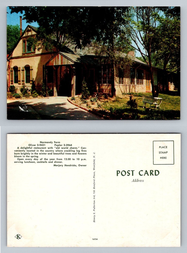 Westfield, NJ-New Jersey, Normandy Old World Farm Restaurant Vintage Postcard