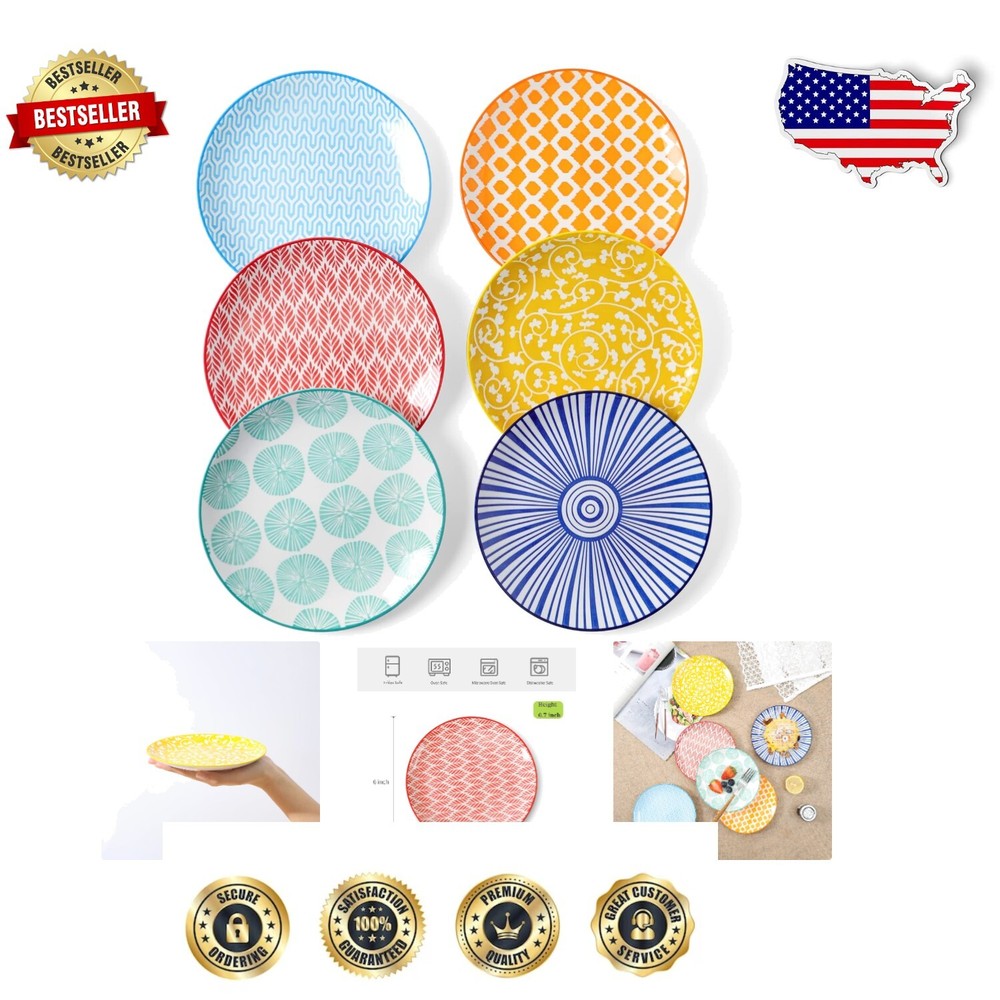 Sturdy 6-Piece Assorted Ceramic Mini Plates - Perfect for Appetizers & Desserts