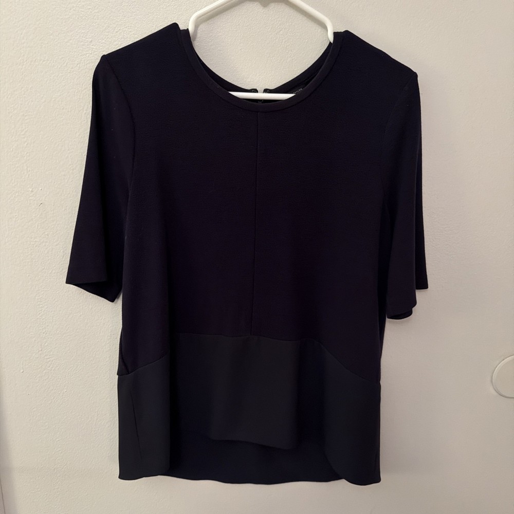Ann Taylor Women’s Blouse Short Sleeve Size M Black