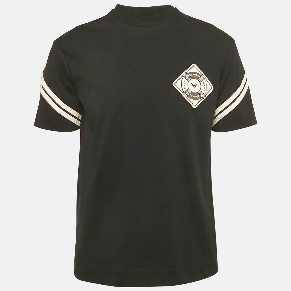 Emporio Armani Black Jersey Applique TShirt XS