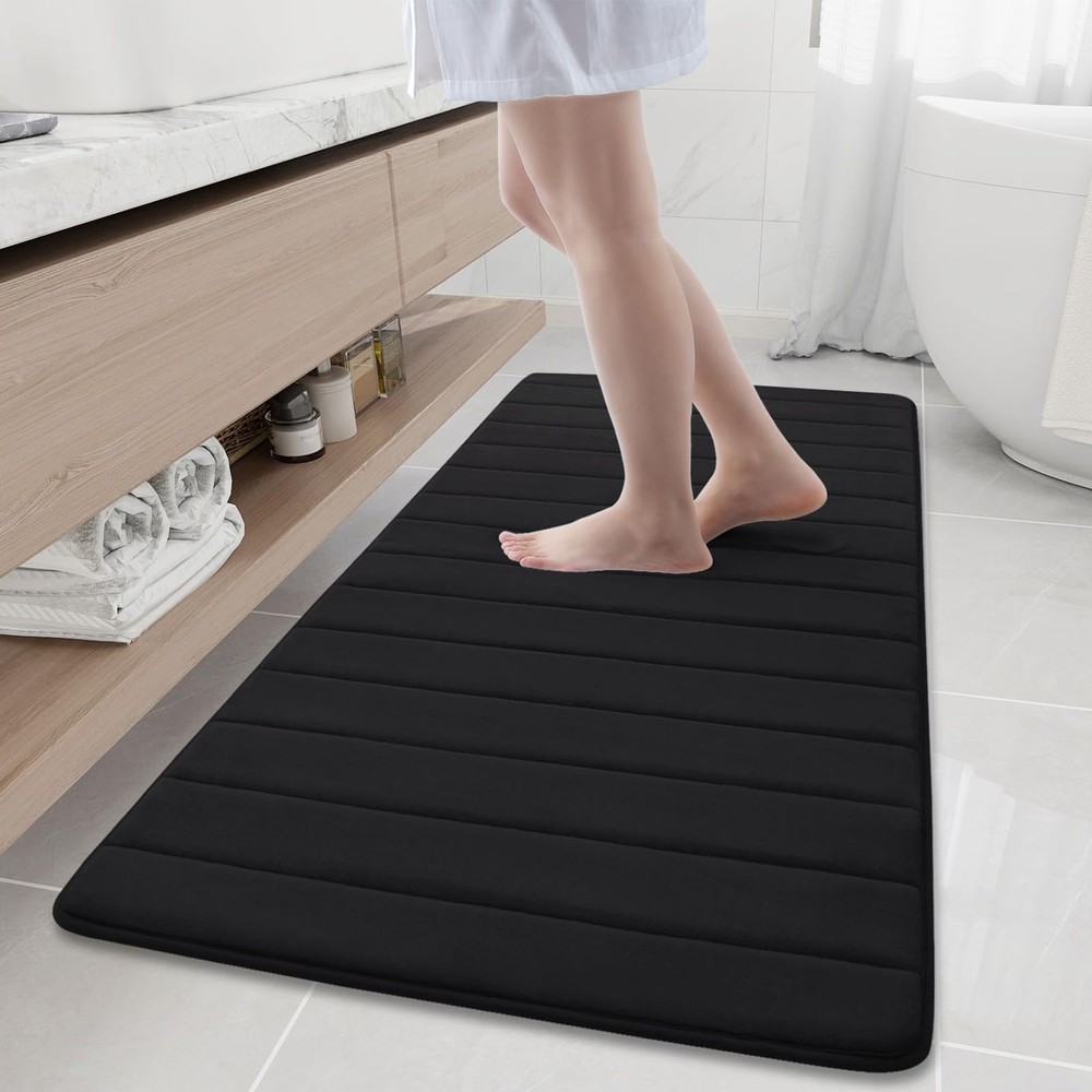 60x24 Inch Ultra Soft Memory Foam Bath Mat with Non-Slip Backing, Absorbent Water-Resistant Bathroom Rug for Enhanced Comfort and Safety
