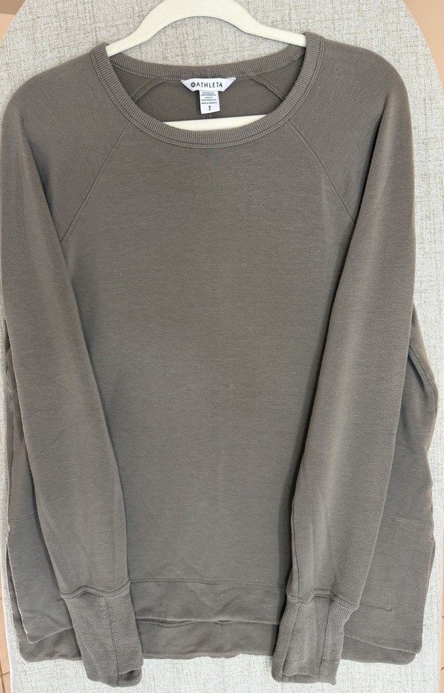 Athleta Women’s Taupe Crewneck Sweatshirt Raglan Sleeve Pullover Size S