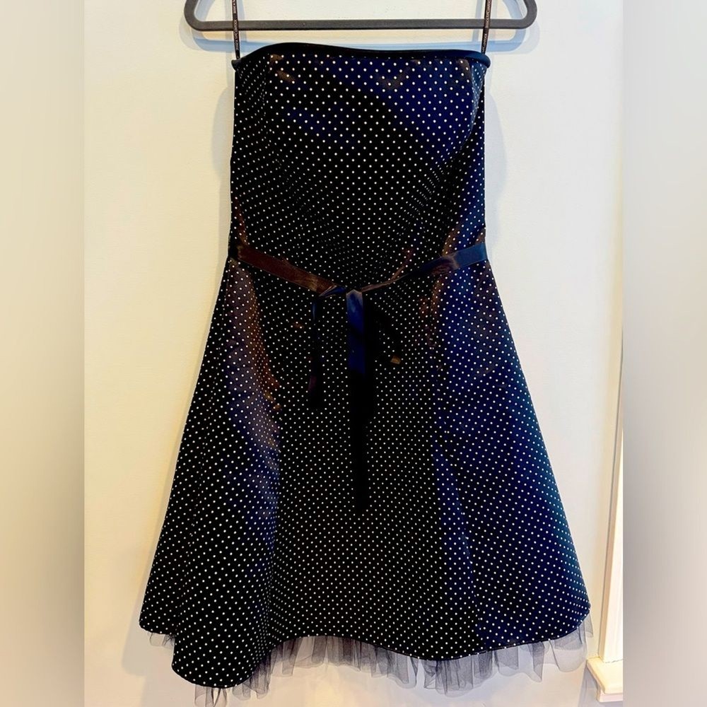 Jessica McClintock for Gunne Sax Strapless Polka Dot Tulle Dress Size 11