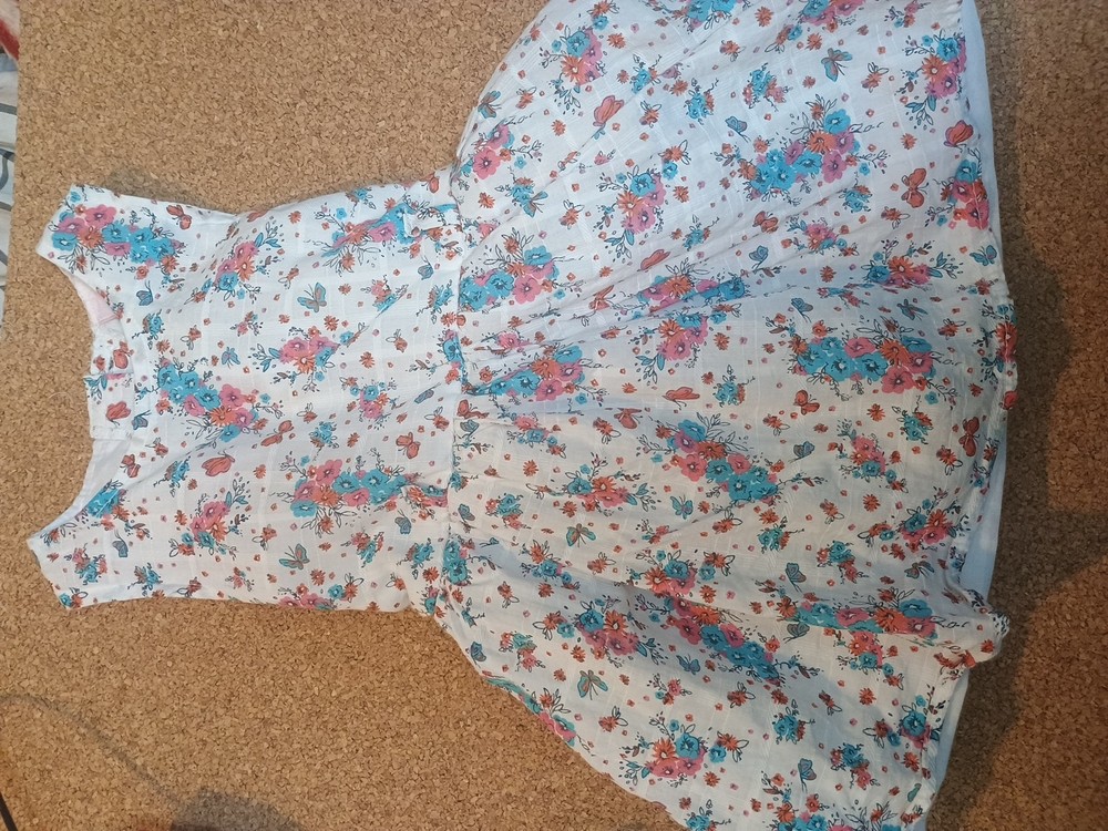 Little Lass - 3t Girls Pink Blue Layered Floral Dress Fully Lined Size 3