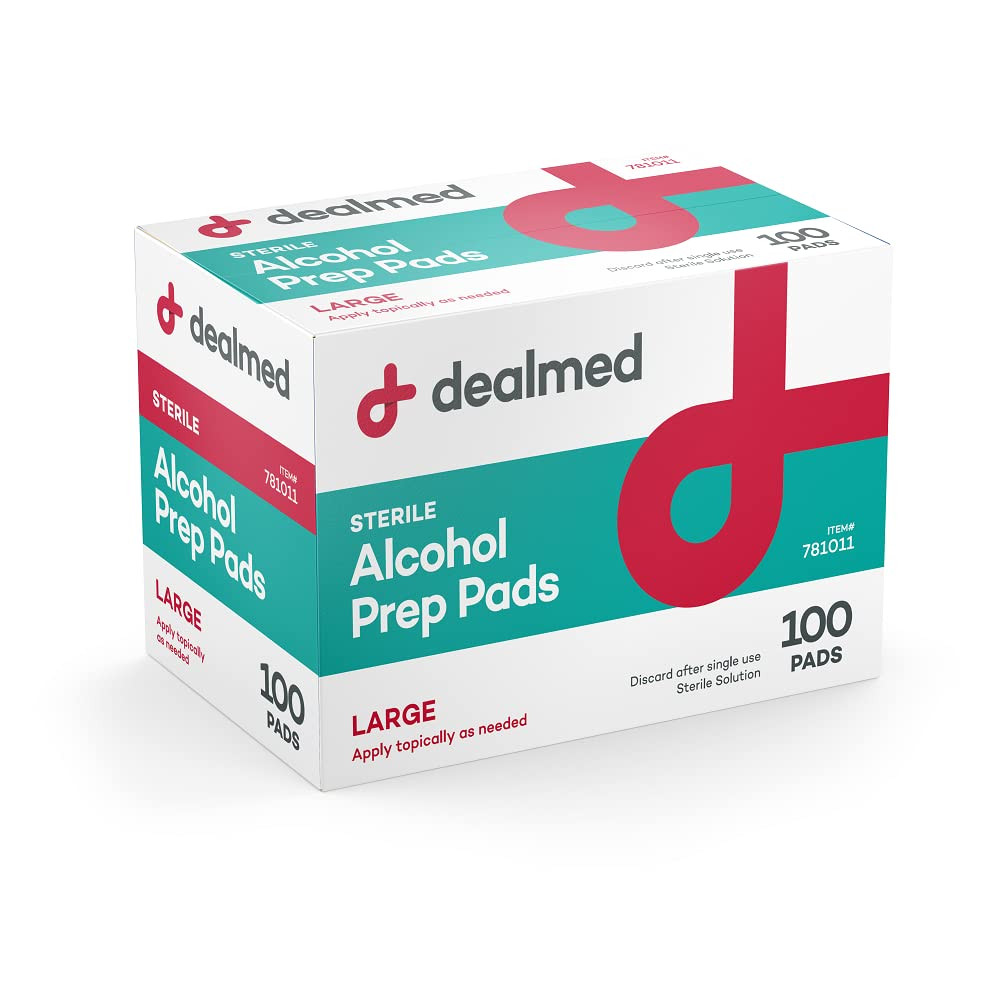 Alcohol Prep Pads – 100 Count Large Latex-Free Gamma Sterilized Antiseptic Wi...