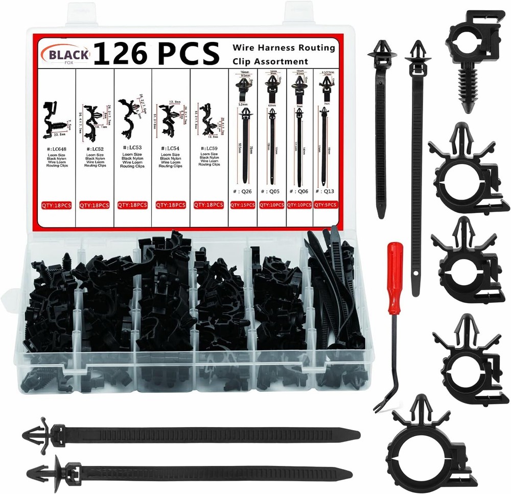 126PCS Car Wire Loom Clips Assortment for GM Wiring Harness Routing