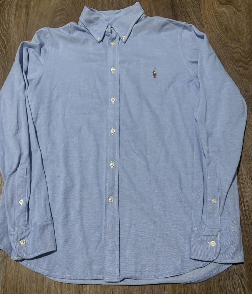 Polo Ralph Lauren Stretch Oxford Button Down Shirt Mens XL Blue Flesh Pony