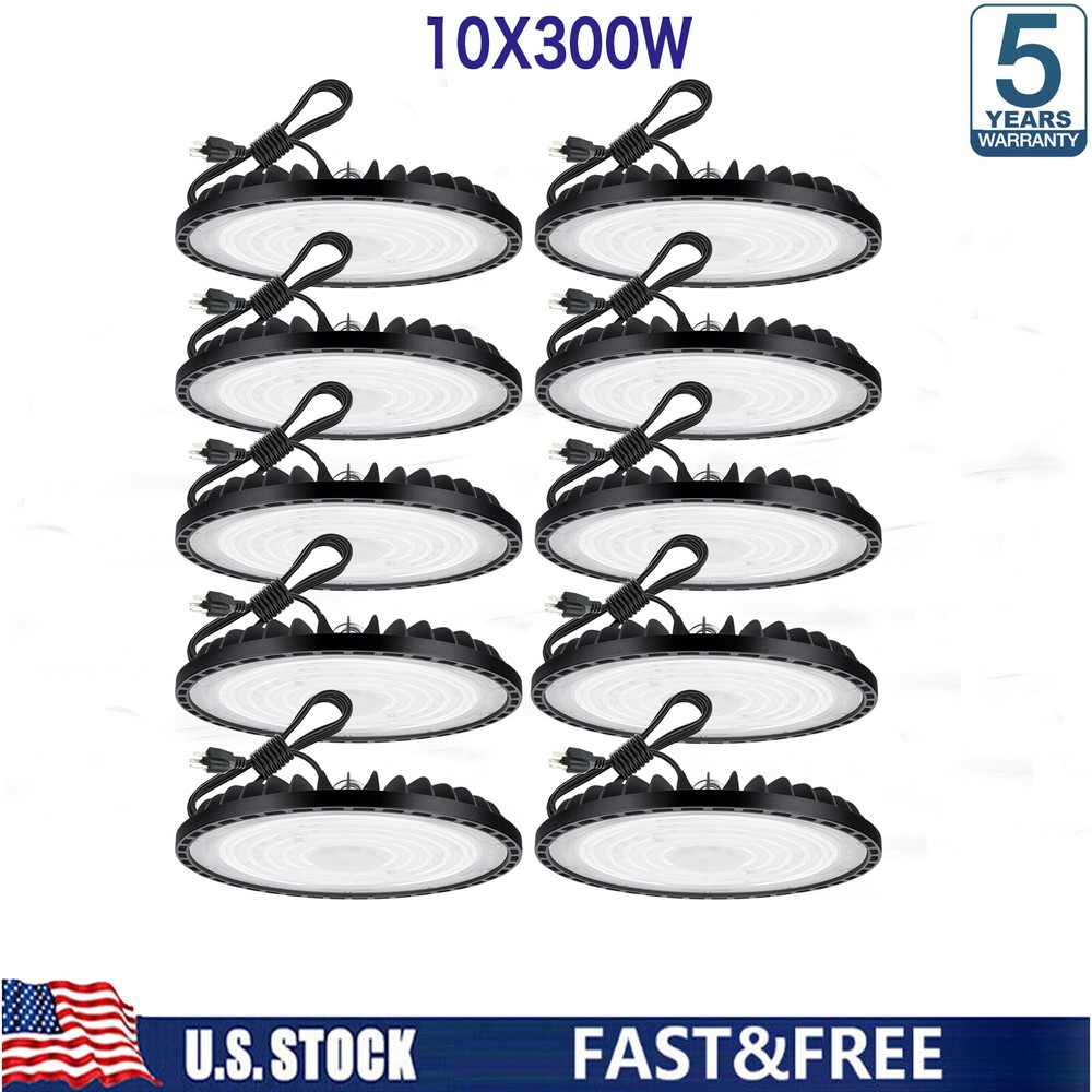 10Pack 300W UFO Led High Bay Light Commercial Warehouse Industrial Shop Light