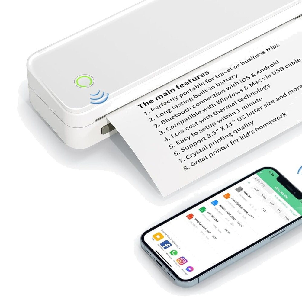 Portable 8.5x11 Bluetooth Thermal Printer for Home Office School Use