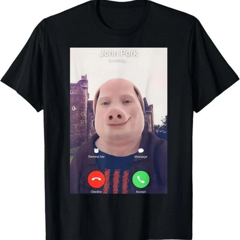 100% Cotton John Pork Is Calling T-Shirt casual crew neck cotton t-shirt Birthda